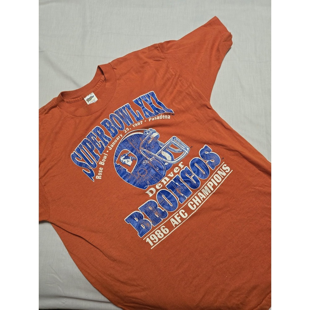 Vintage Denver Broncos Shirt Mens XL Super Bowl XXI AFC Champions 1986 80s